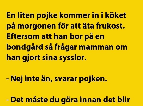 En liten pojke kommer in i köket…