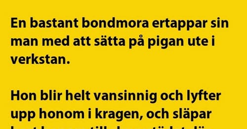 En bastant bondmora ertappar sin man…